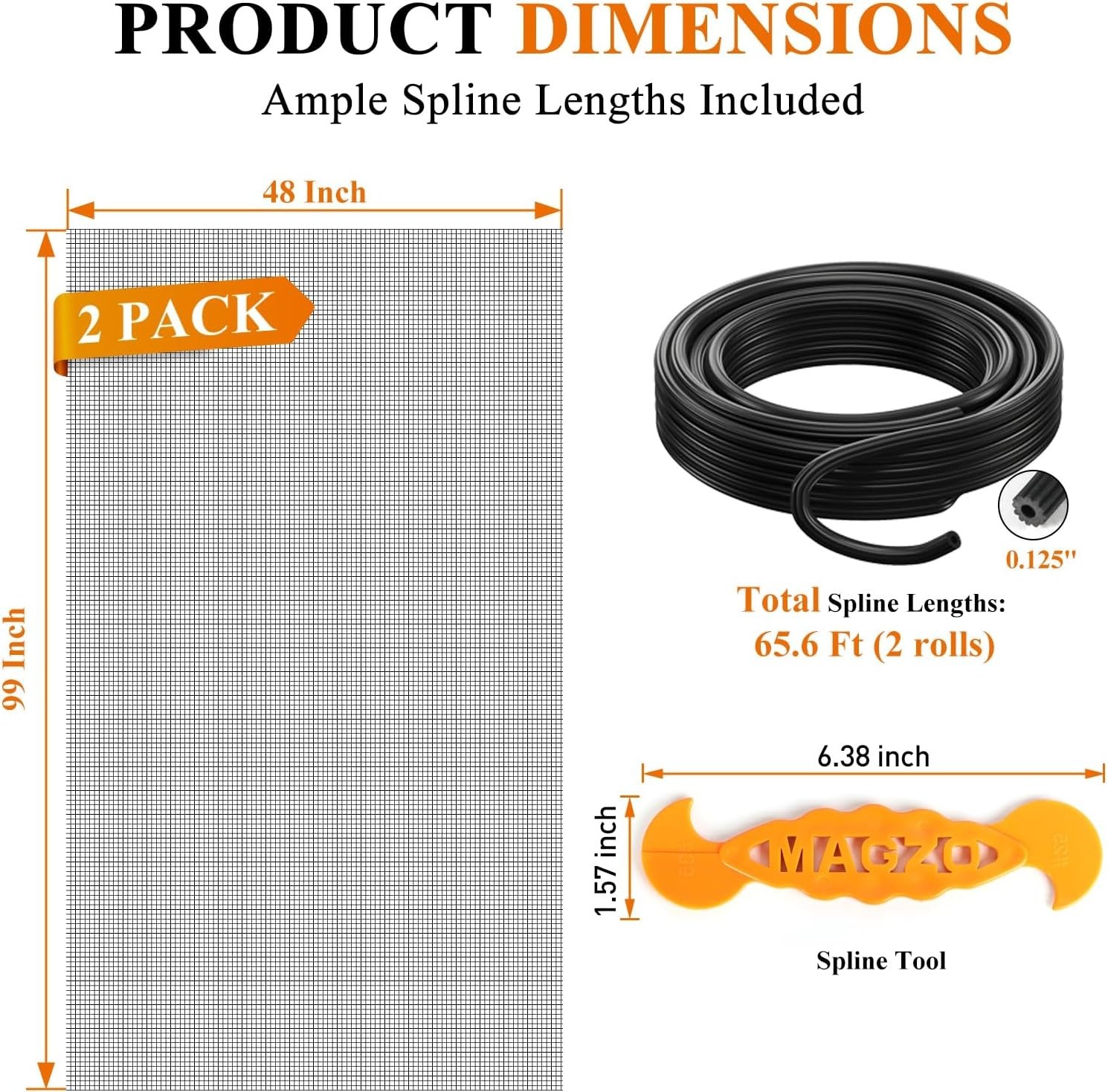 Customizable Window & Door Screen Replacement Kit, Easy Install & 65.6 FT Spline
