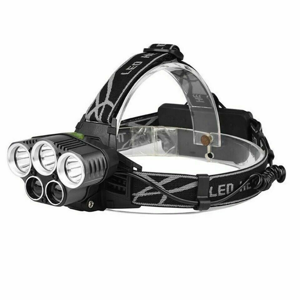 Super Bright 5 LED Zoom Headlamp USB Rechargeable Headlight Head Torch Headlight