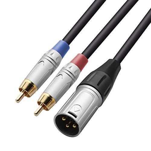 2 RCA to XLR Male Y Splitter Cable Unbalanced Dual RCA Male to 1 XLR Splitter...