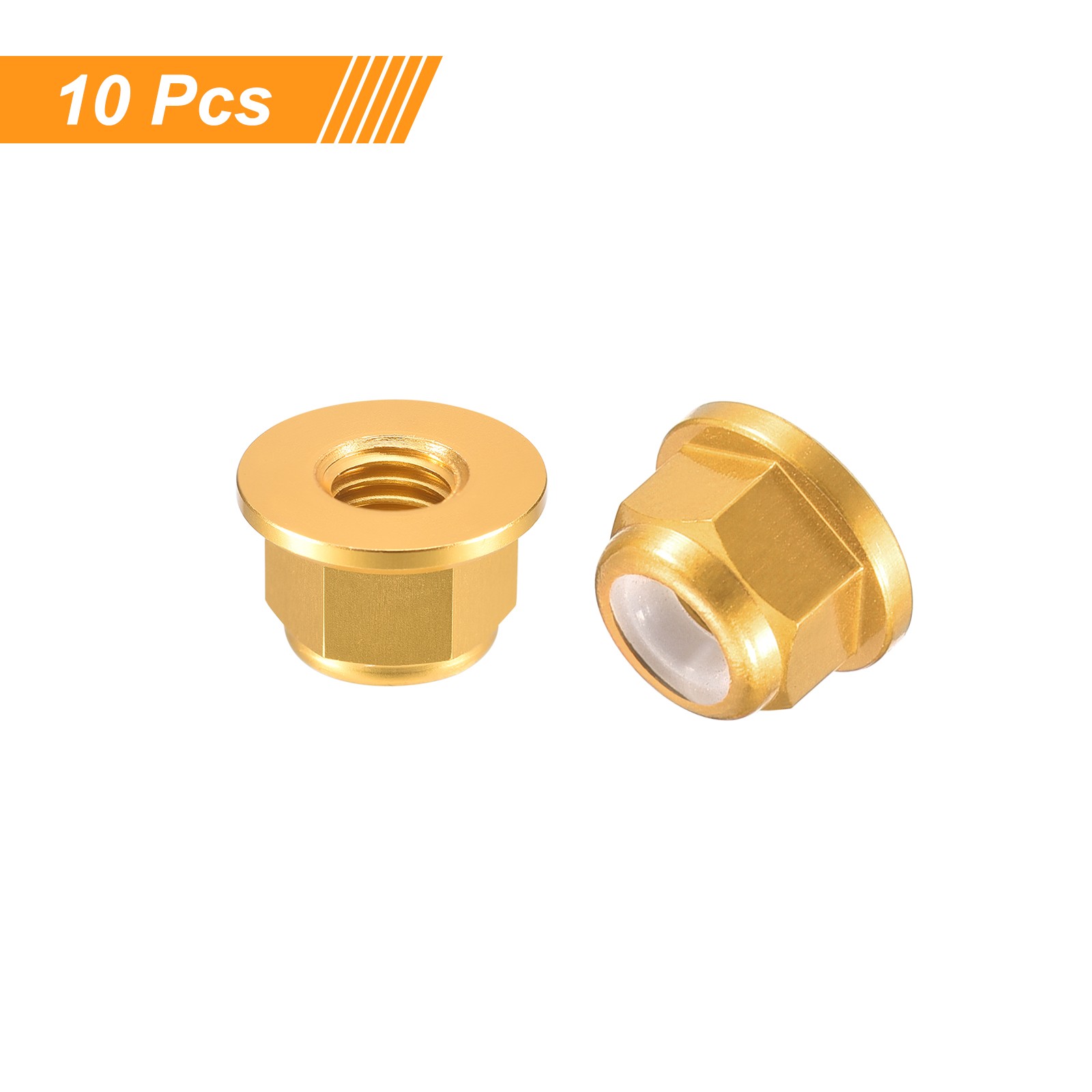 Nylon Insert Hex Lock Nuts, 10pcs - M2.5x0.45mm Self-Locking Nut(Gold)