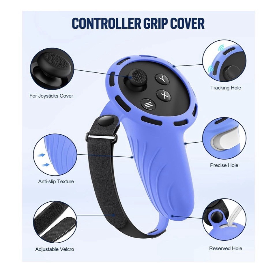 Meta Quest 3 Silicone Cover Set VR Shell Face Cover Controller Grips Lens