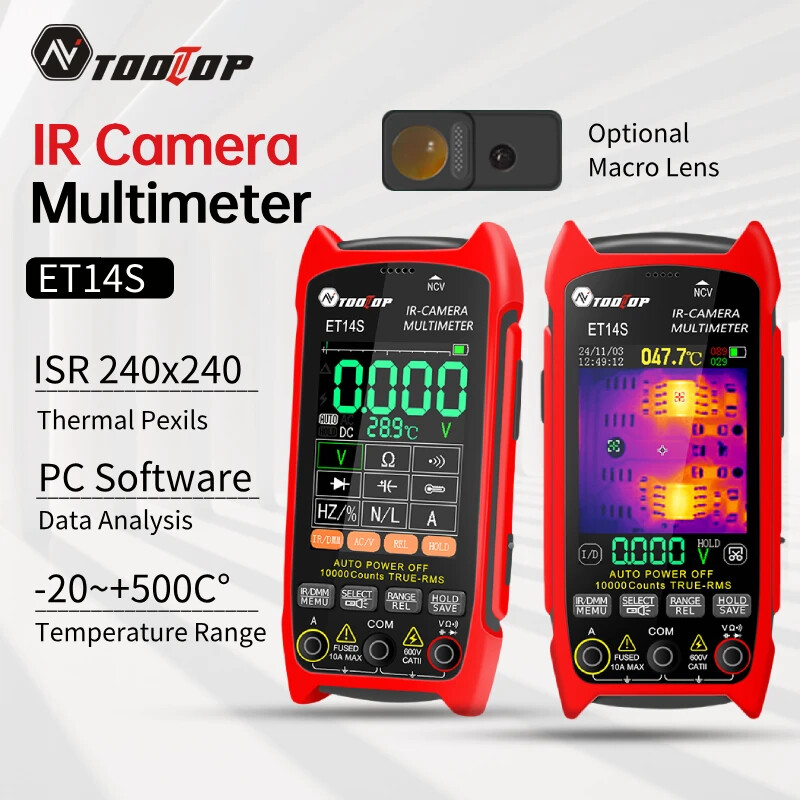 IR Thermal Imager Camera 240x240 TRMS Digital Multimeter 2in 1  USB PC Con ET14S