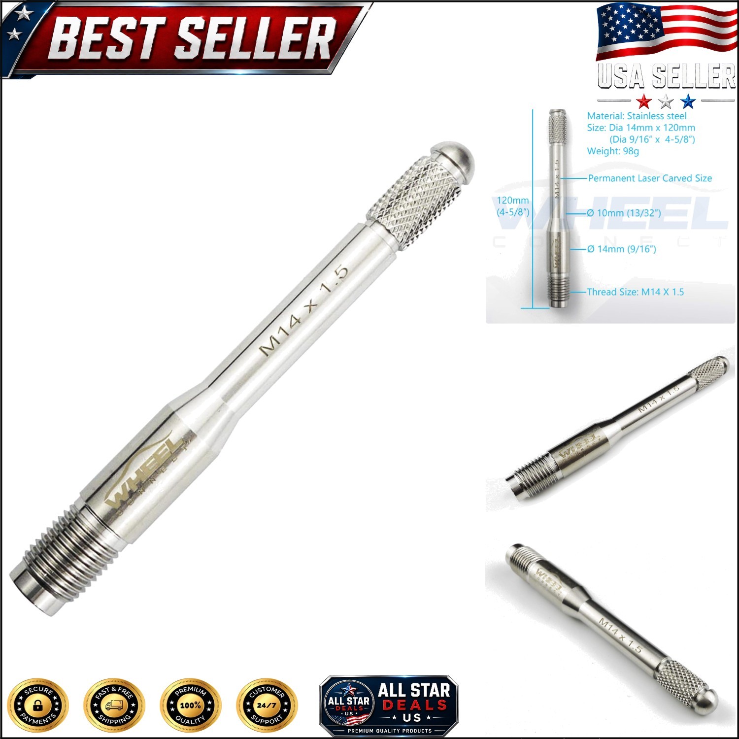 Stainless Steel Rim Stud Pilot Pin - Tire Alignment Tool for Easy Installations