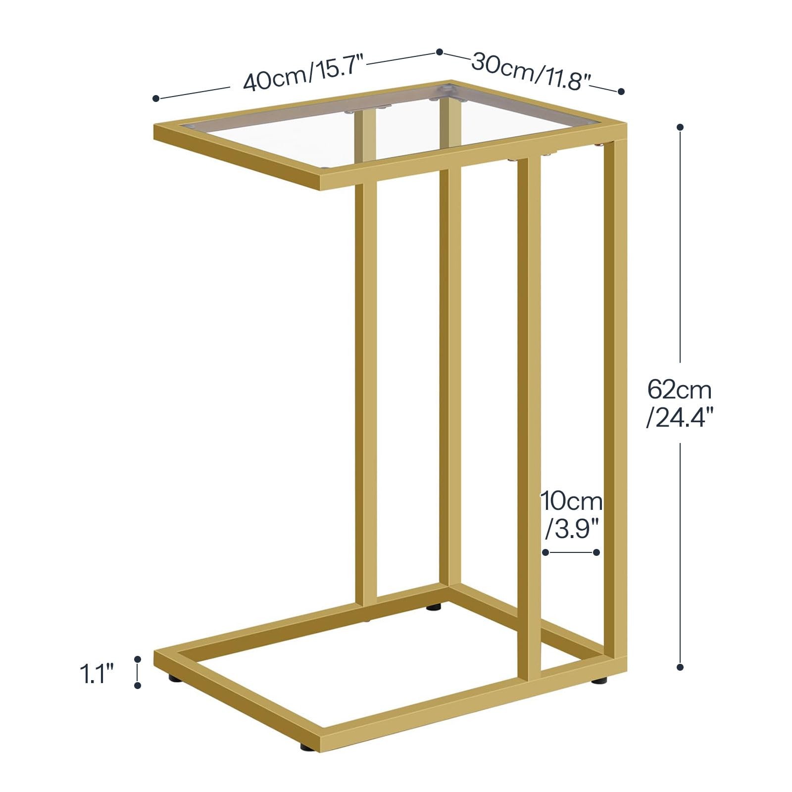 C Shaped End Table, Set of 2, Side Table for Sofa, Couch Table for Small Spac...