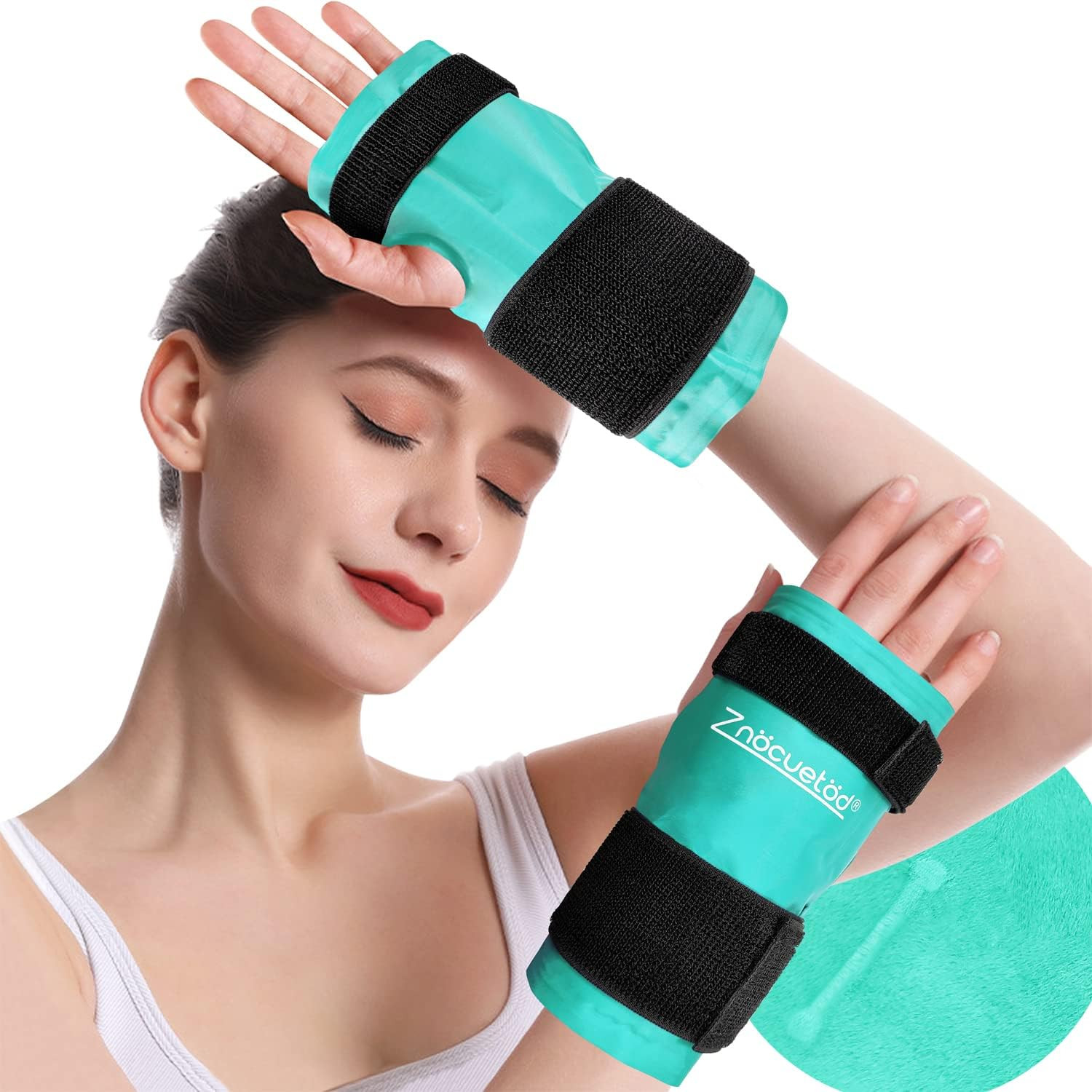 Wrist Hand Ice Pack Wrap 2 Pack-Reusable Gel Hot & Cold Therapy for Wrist Elbow