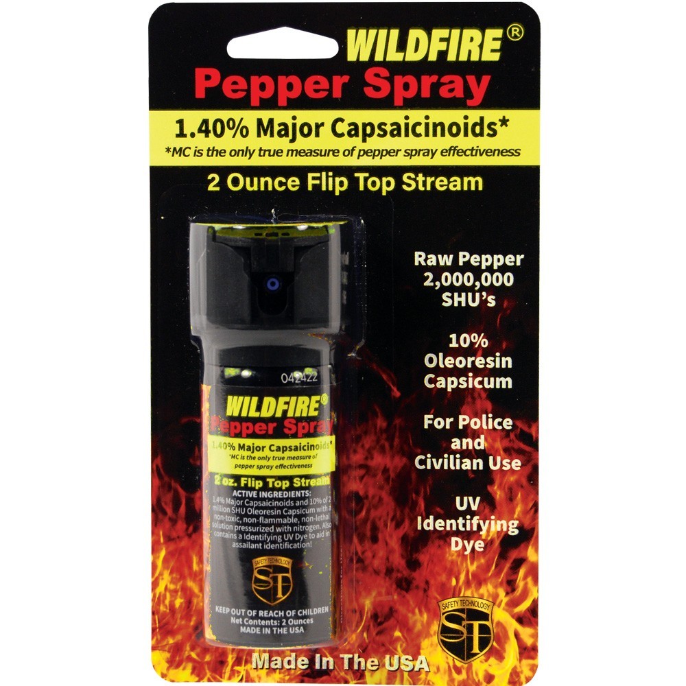 WildFire 1.4% MC 2 oz Self Defense Police Pepper Spray Flip Top Stream