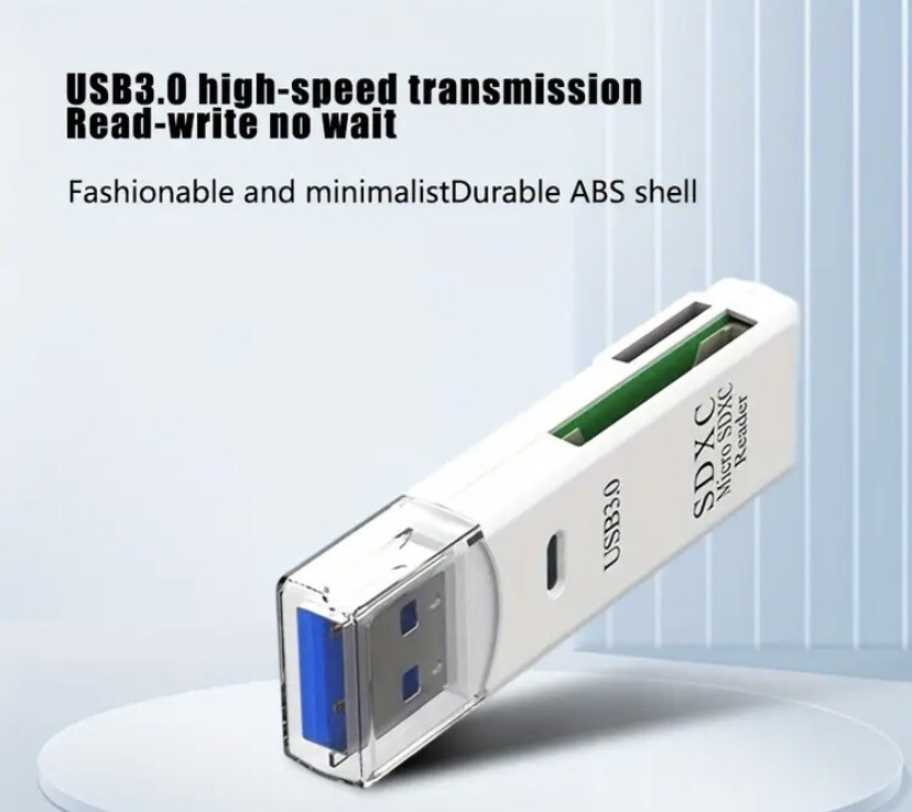 SD XC Micro Card Reader USB to SD Micro SD TF Smart Memory Card Adapter (White)