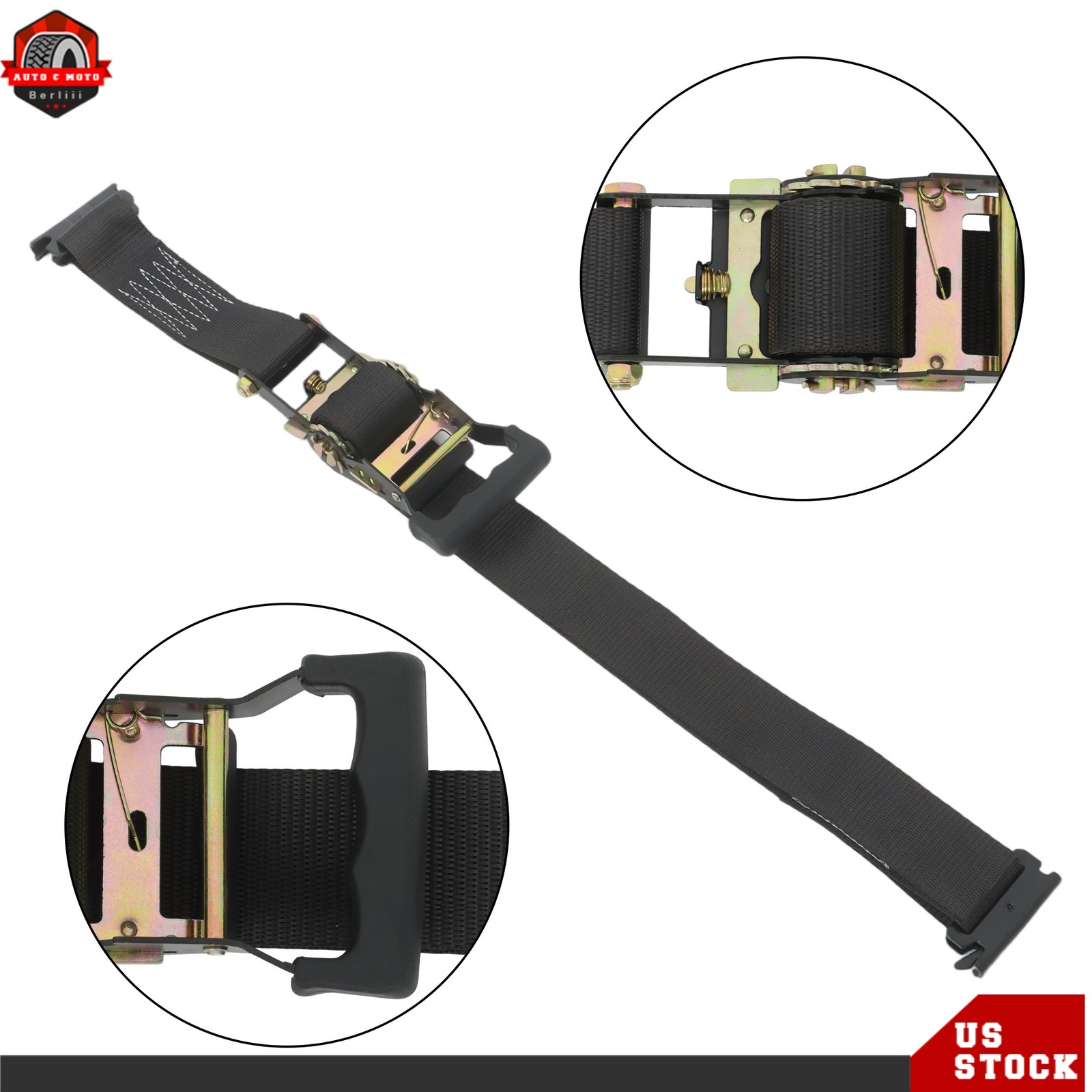 High Quality Trailer 6' Black Ratchet Strap E-Track Wheel Chock Tie Down Durable