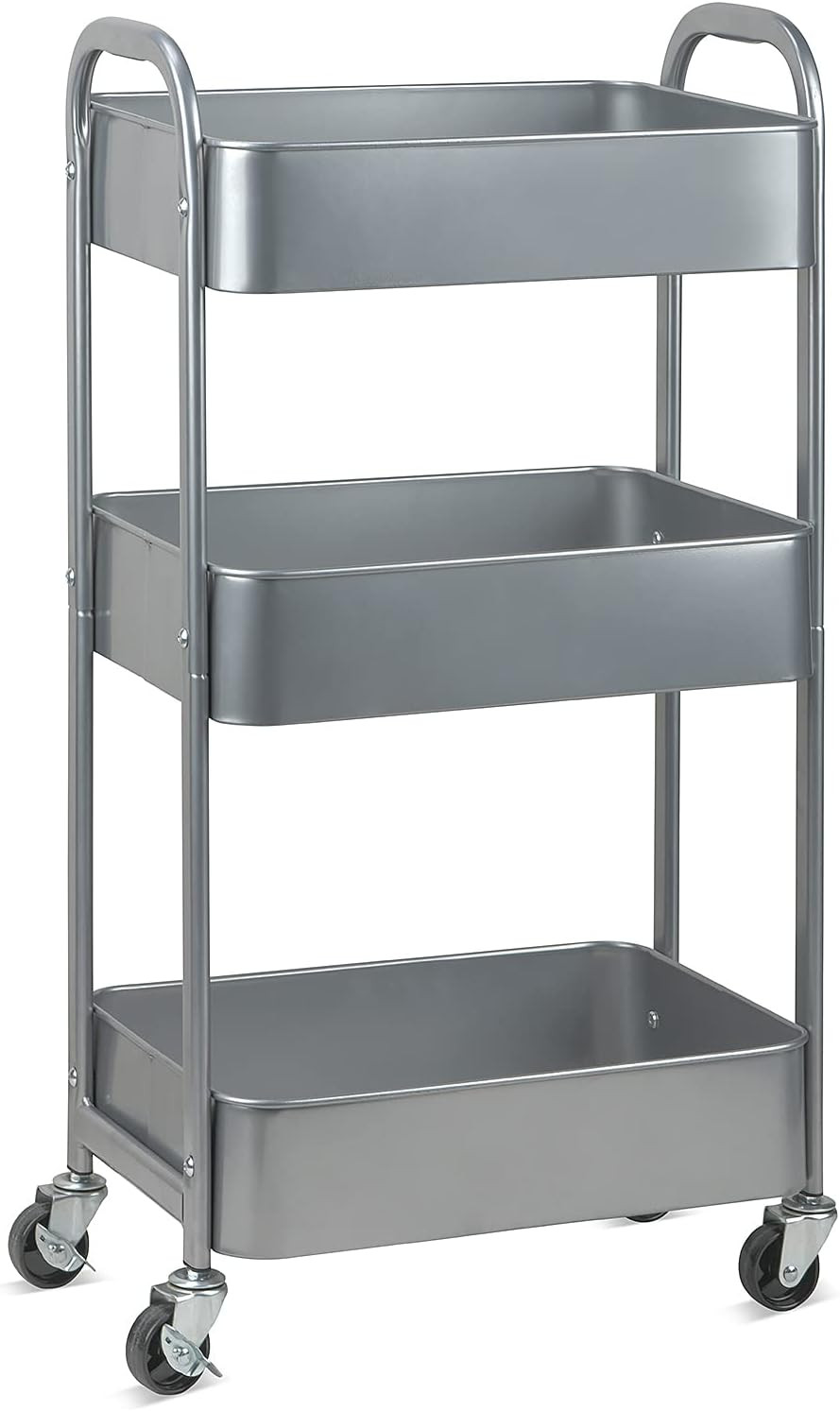 3-Tier Rolling Utility Cart with Caster Wheel,Easy Assembly for Kitchen,Bathroom