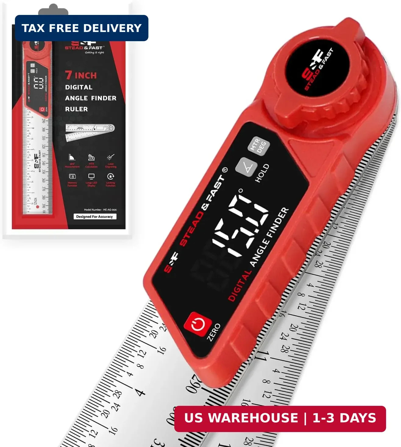 Digital Angle Finder with Miter Button, 7 Inch / 200 mm | Secur