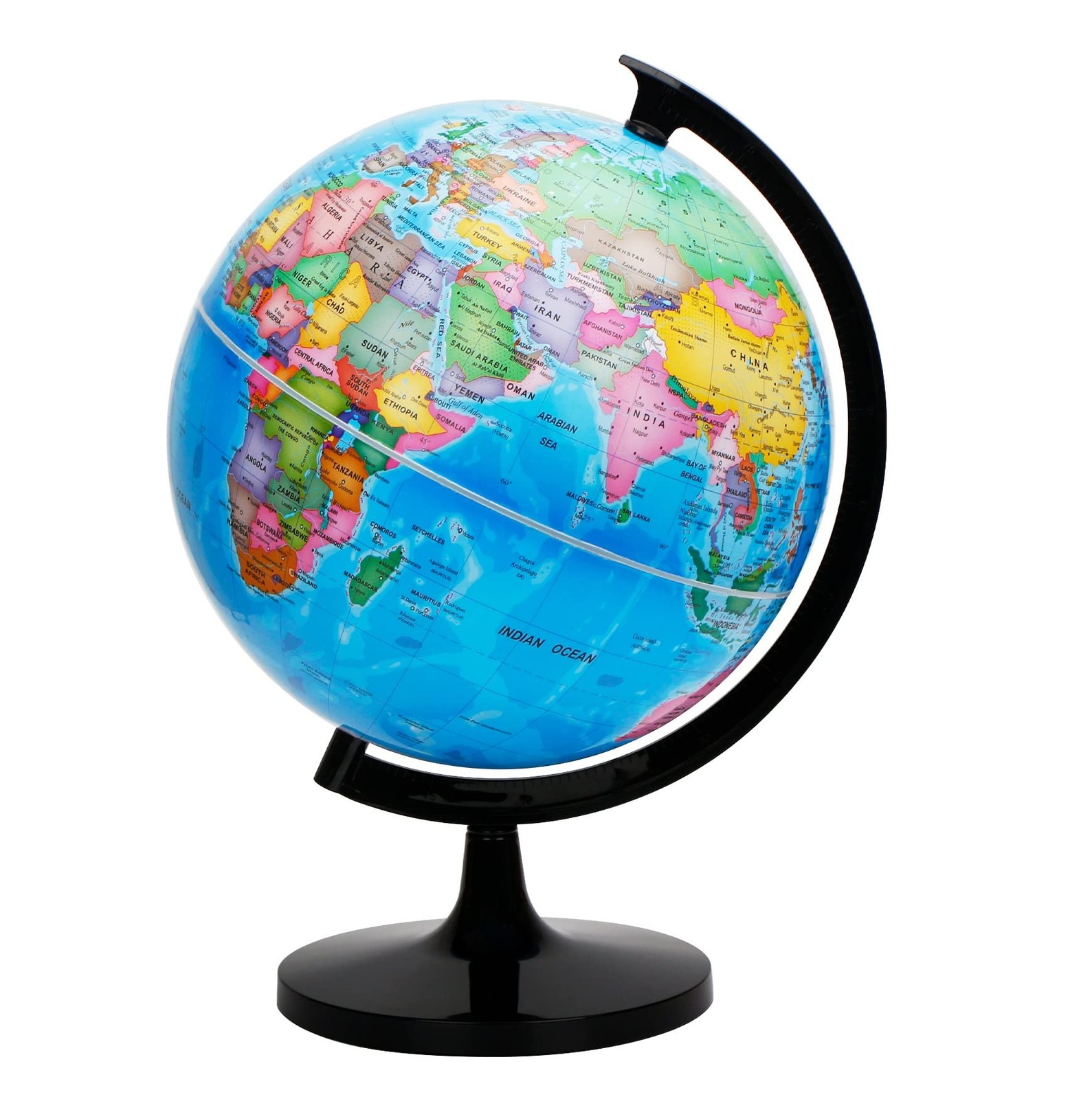 12" World Globe - Political Map Educational - Self Assembled School Globe for...