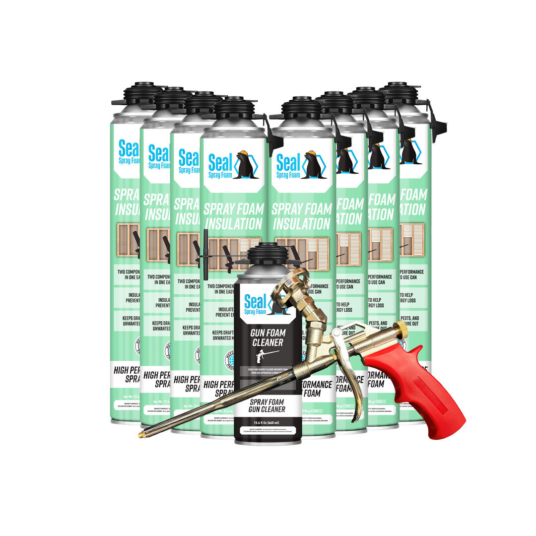 Seal Spray Closed Cell Insulating Foam Can Kit w/Gun Applicator&Cleaner (200 BF)