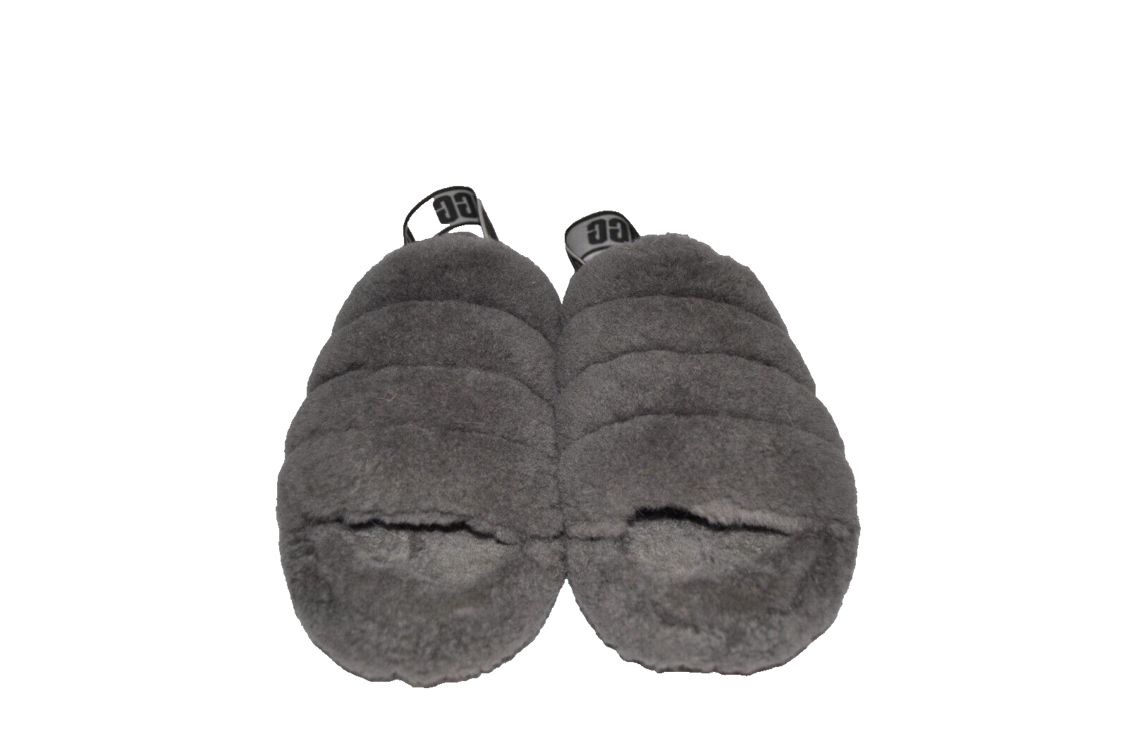 UGG Fluff Yeah Women's 1095119 Gray Fur Lined Slip-On Back Strap Slippers SZ 8