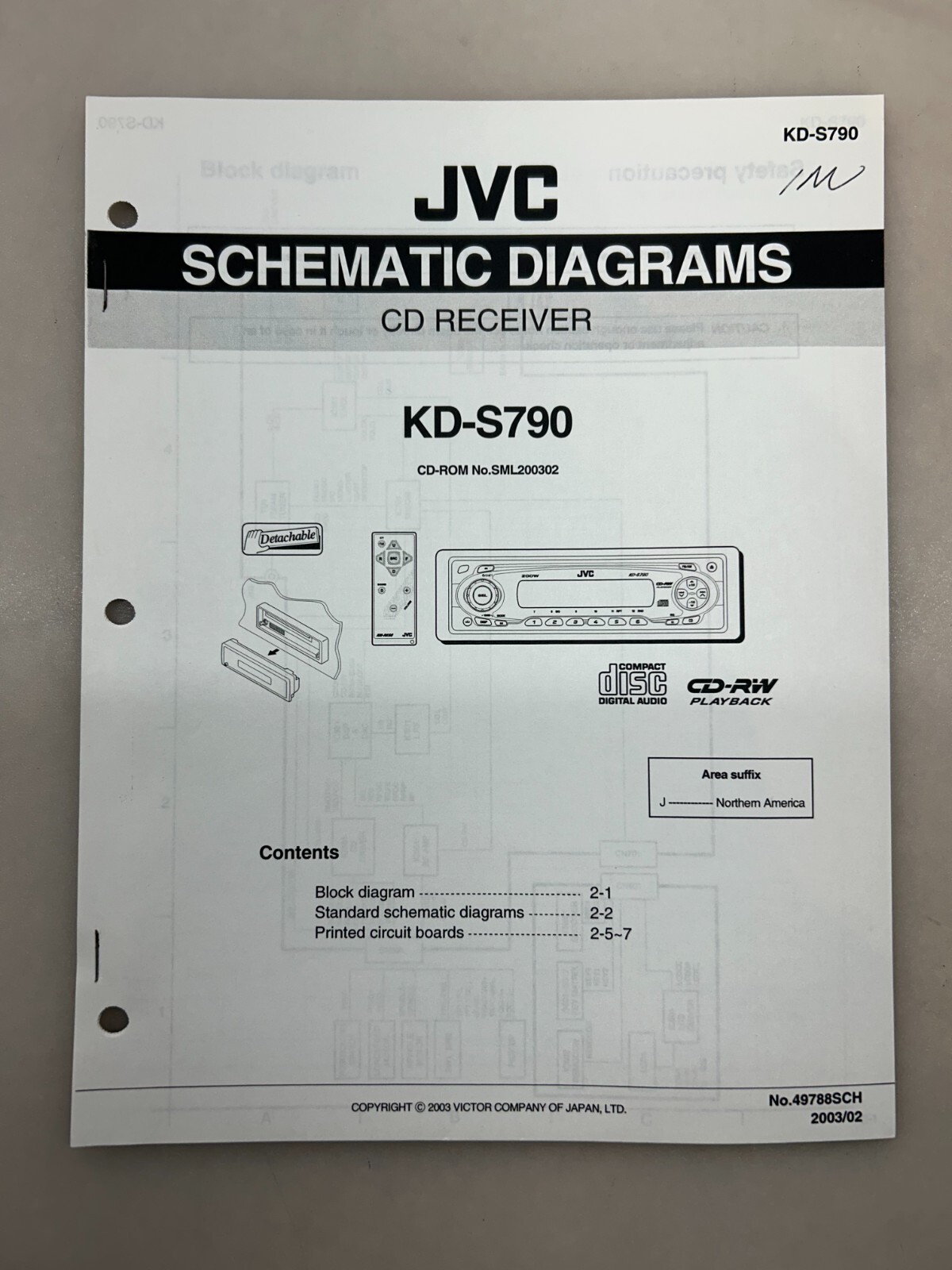 JVC KD-S790 Original Schematics Free Shipping