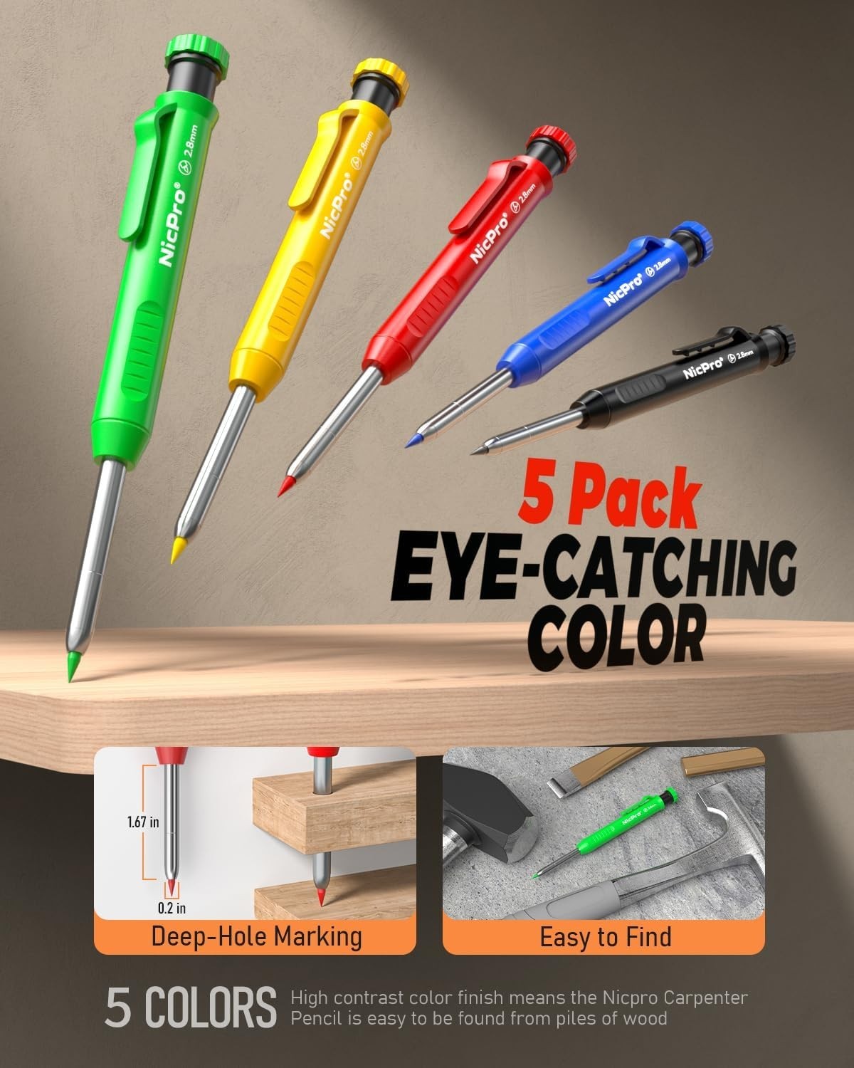 Complete Carpenter Pencils Set with Tools
