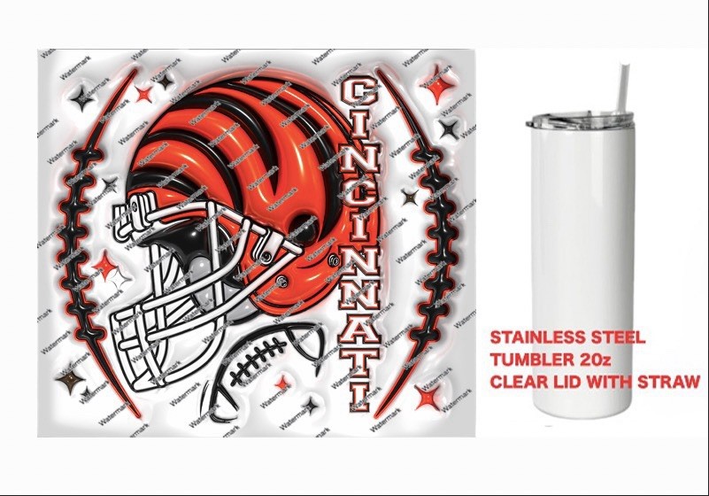 BENGALS      -  PUFFY 3D NFL HELMET Tumbler 20 oz Stainless Steel