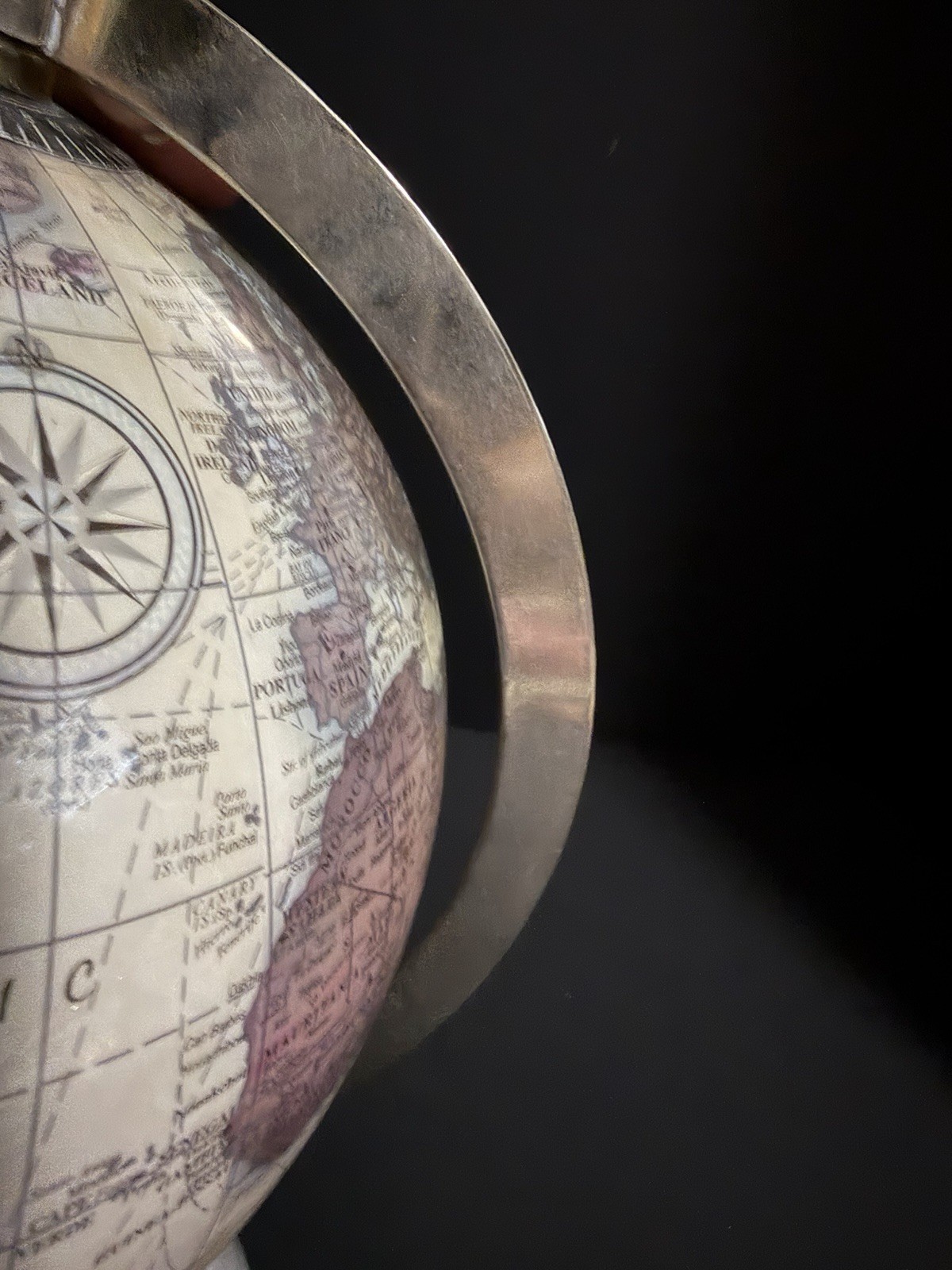 Small decorative table globe with white marble base