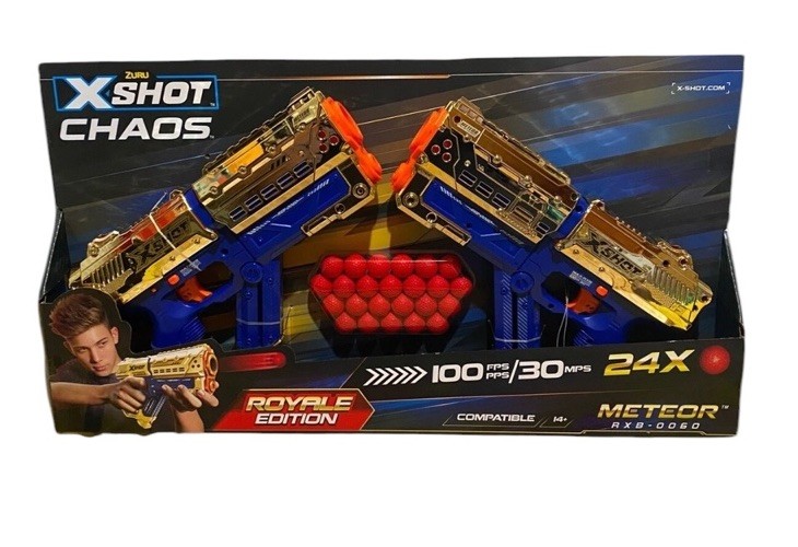 NEW 2021 Zuru X-Shot Chaos Royale Edition Meteor Gold Blaster 2-Pack #36419
