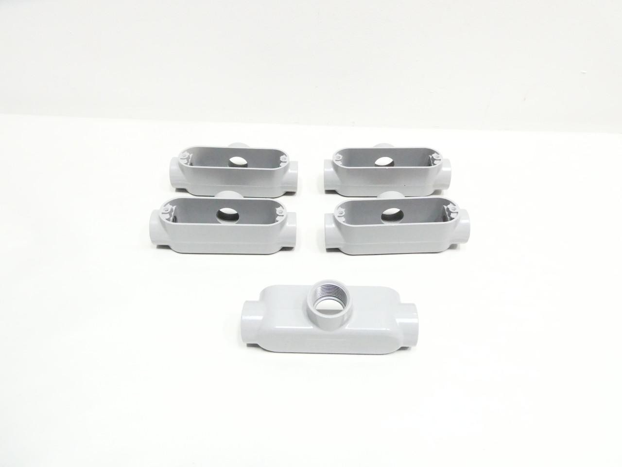 Set Of 5 Crouse Hinds T35 Aluminum Conduit Outlet Body 1in