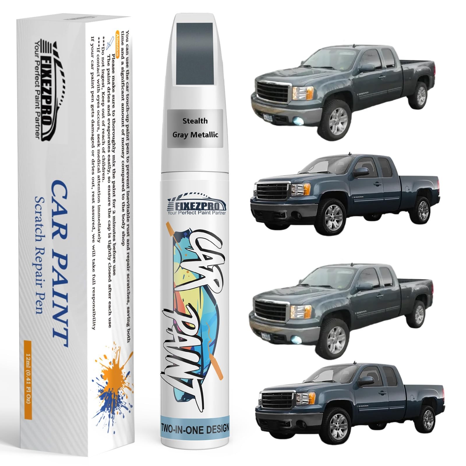 Touch Up Paint for GMC  Metallic Gray Scratch Repair Pen Kit for Chips