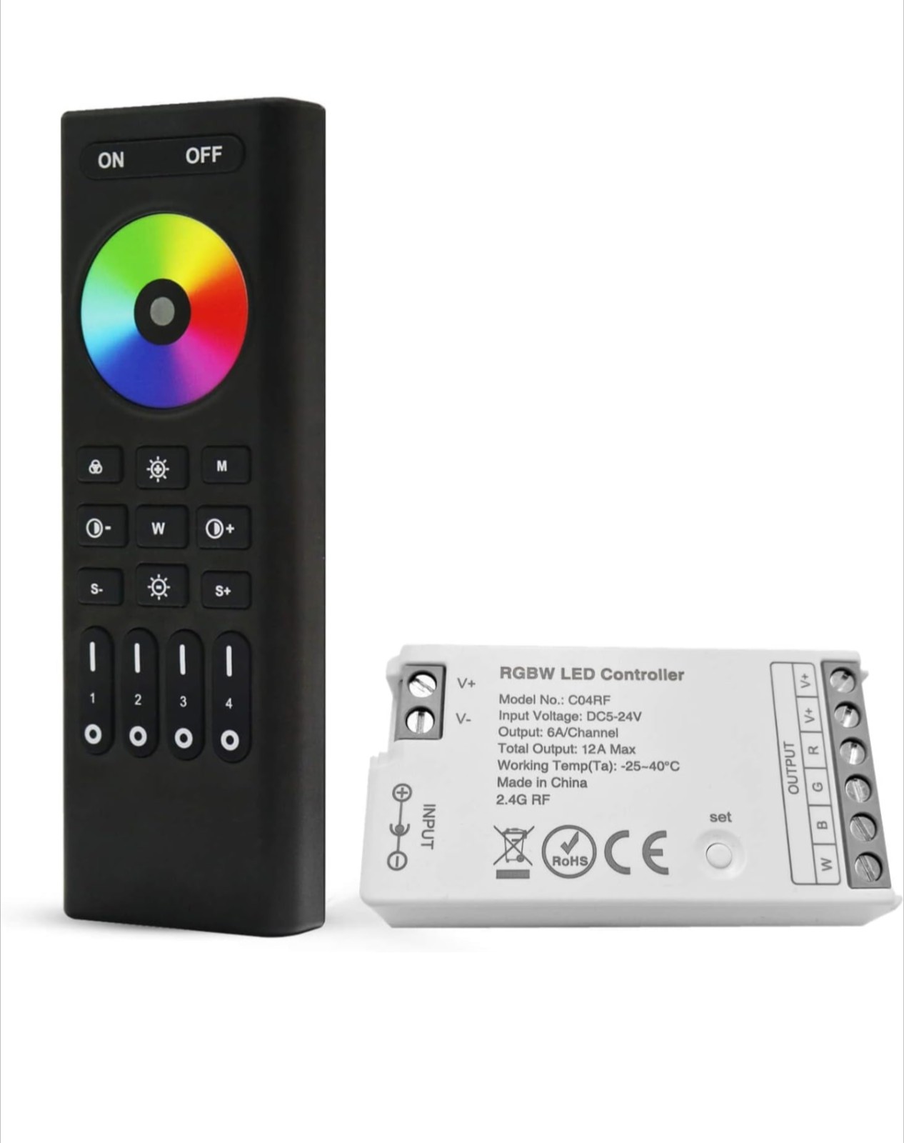 RGBW LED Controller with 4 Zones RF 2.4GHz Wireless Remote Control - C04RF NEW