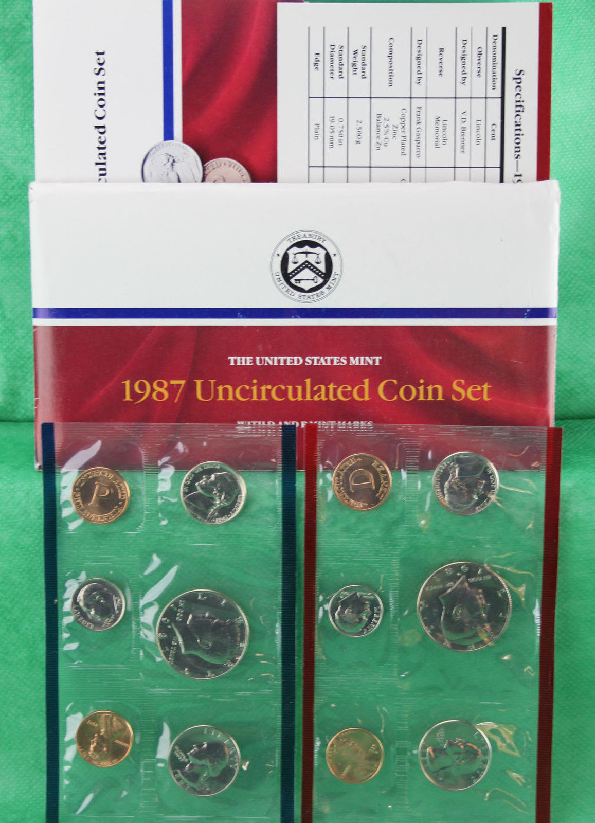 1987 P and D 10 Coin Annual Uncirculated Set USA US Mint BU Coins