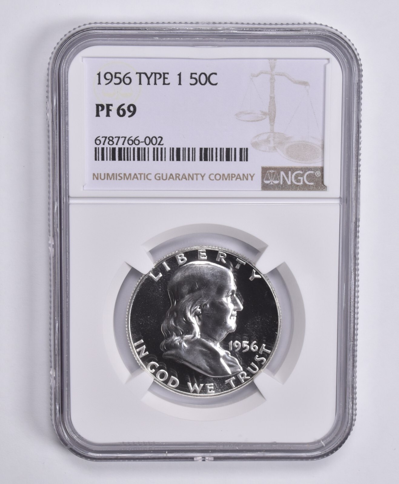 PF69 1956 Type 1 ONE Franklin Half Dollar 50c NGC Brown Label TI