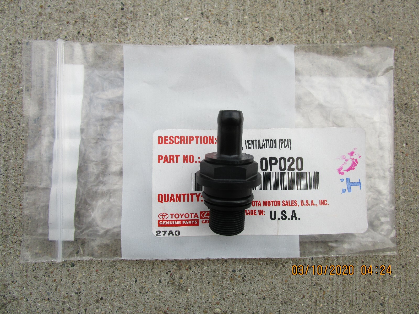 FITS: 19 - 20 LEXUS ES350 3.5L V6 VENTILATION VALVE PCV SUB ASSEMBLY OEM NEW