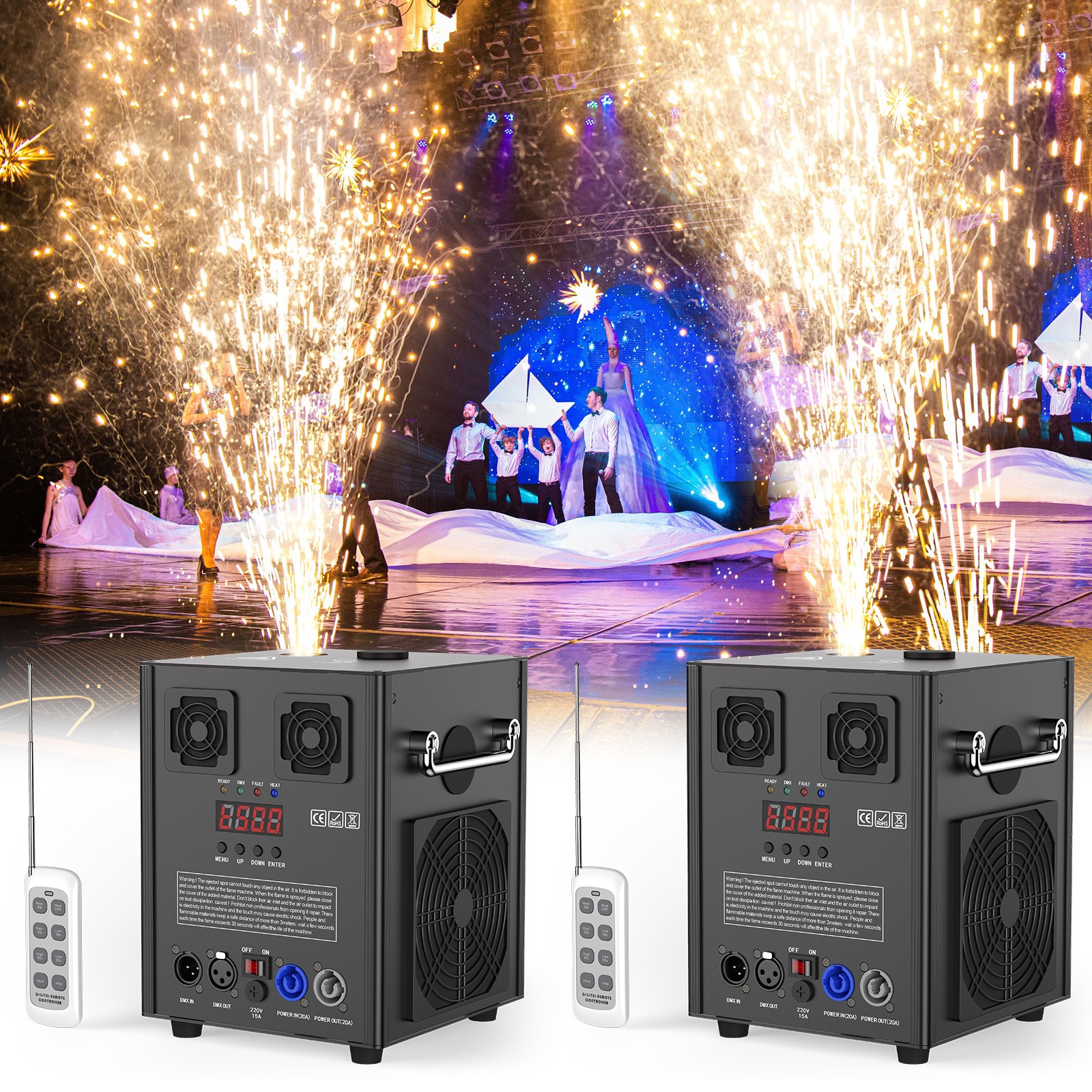 700W Cold Spark Firework Machine Stage Effect Wedding DJ Party DMX w/Case