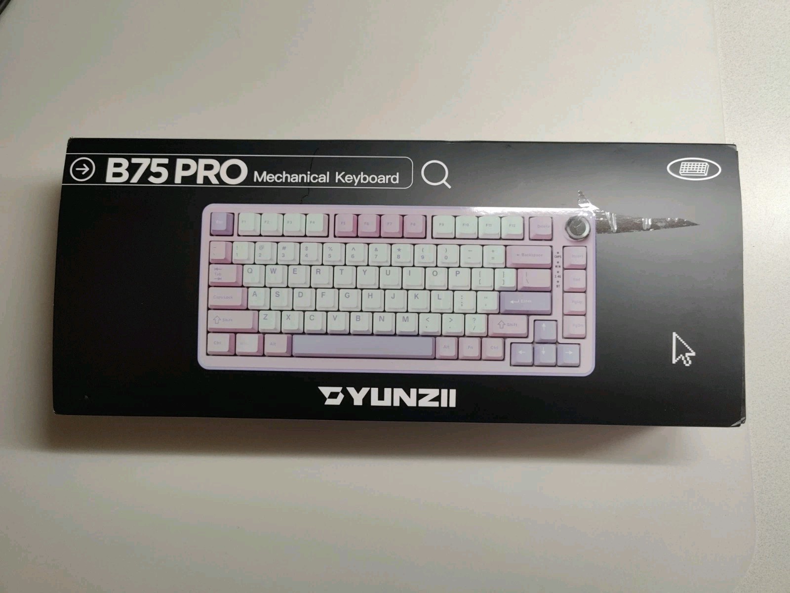 YUNZII B75 PRO Wireless Mechanical Keyboard 75% Layout w/ Knob Milk Switch, Purp