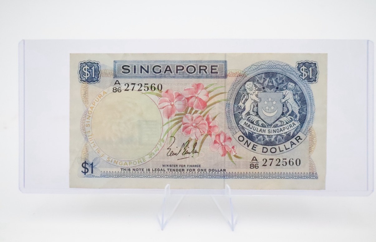 Singapore $1 Orchid Series Banknote – First Issue (1967–1976) – Vintage