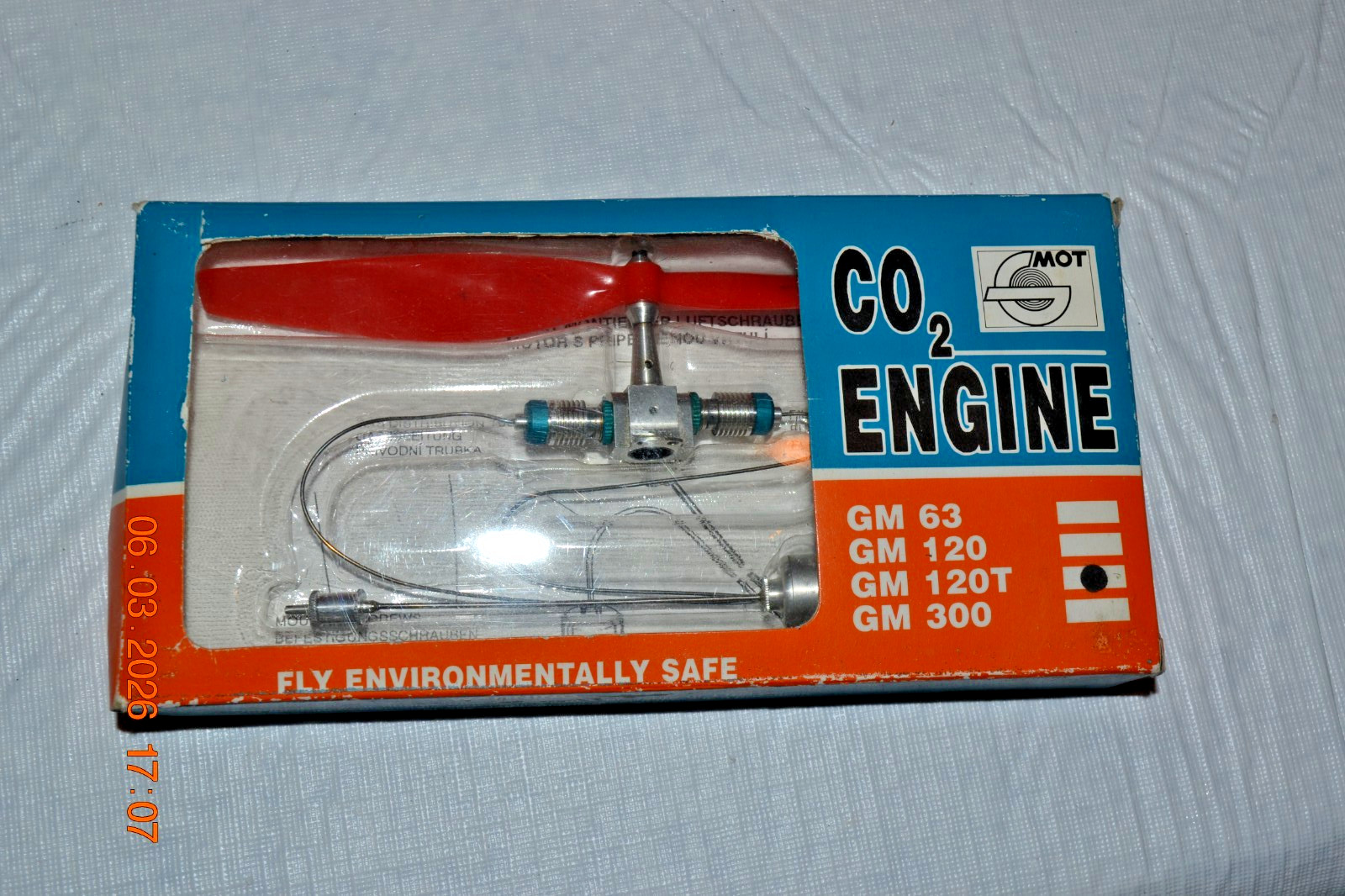 Scarce New Old Stock GMOT GM-120T Twin Piston C02 Model Airplane Engine In Box