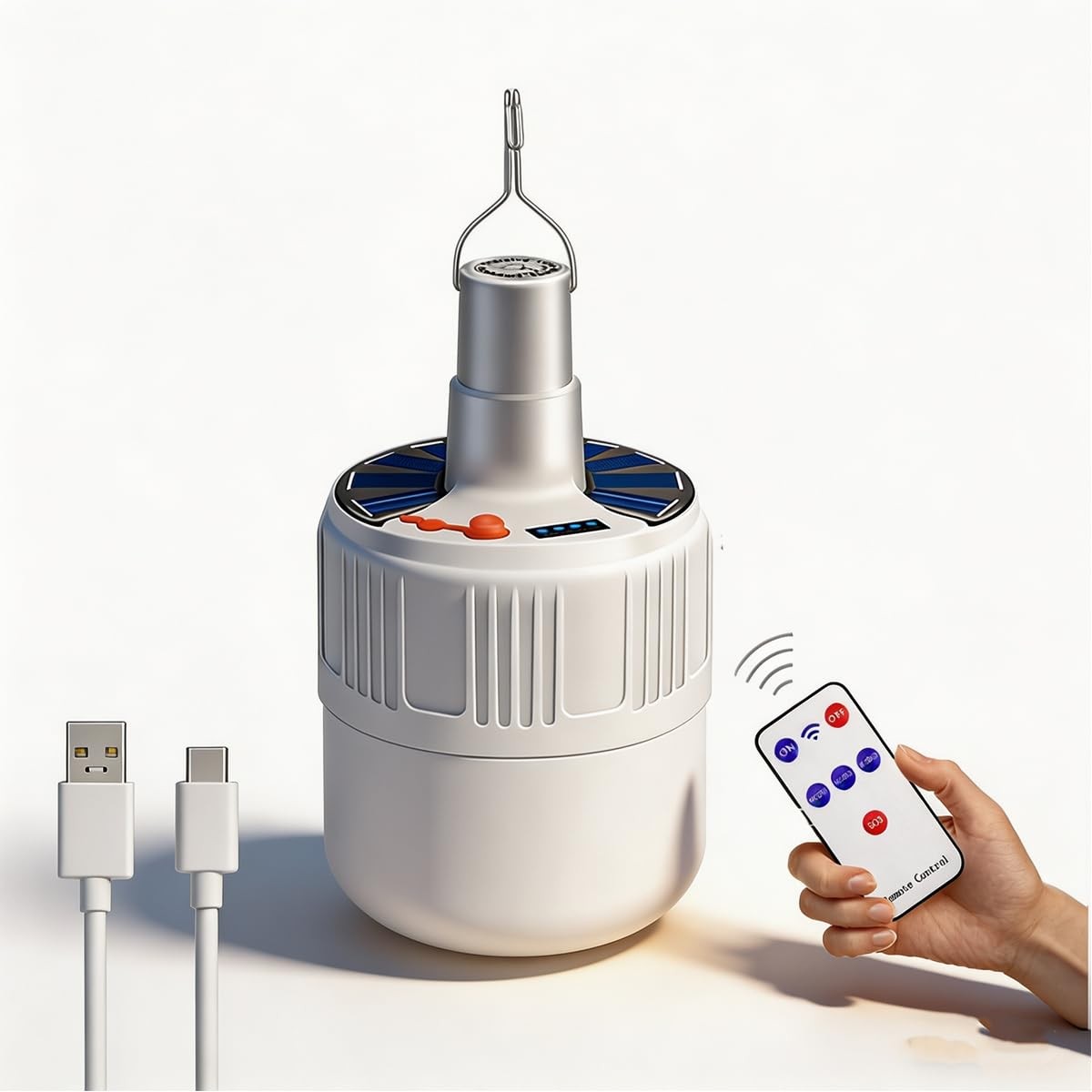 [4000 Mah] Solar Camping Lights Rechargeable Portable Lantern LED Remote Cont...