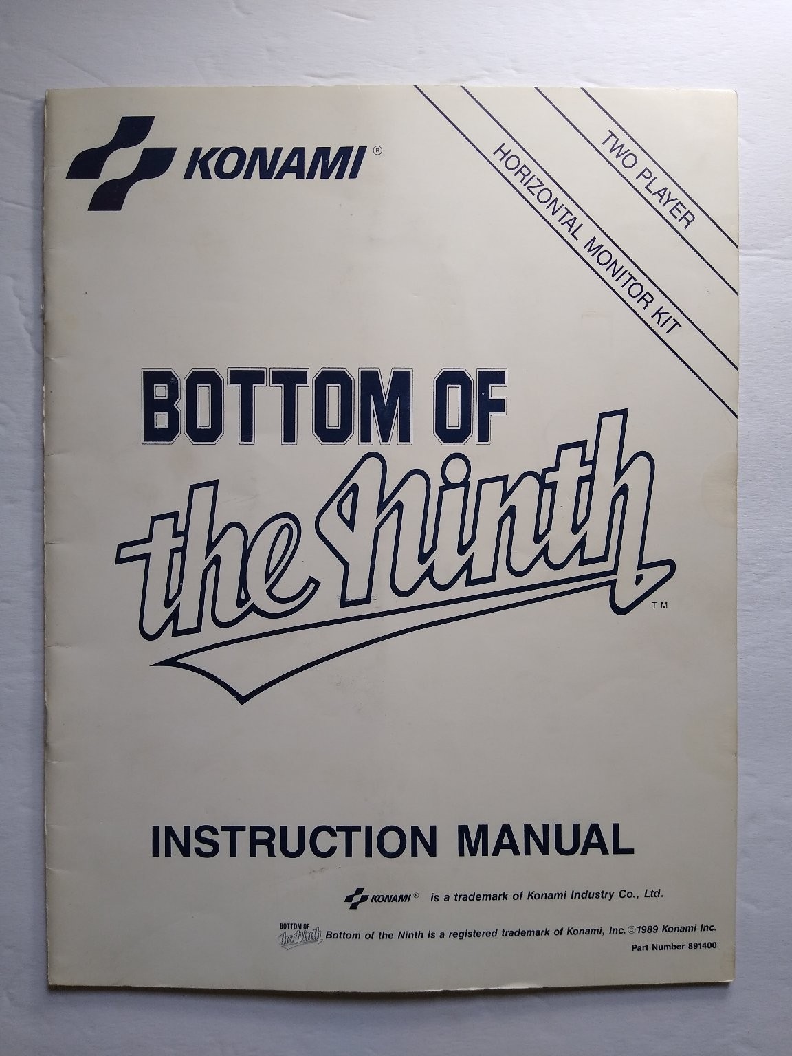 Konami Bottom of the Ninth Instruction Manual Arcade Game 1989 Part 891400