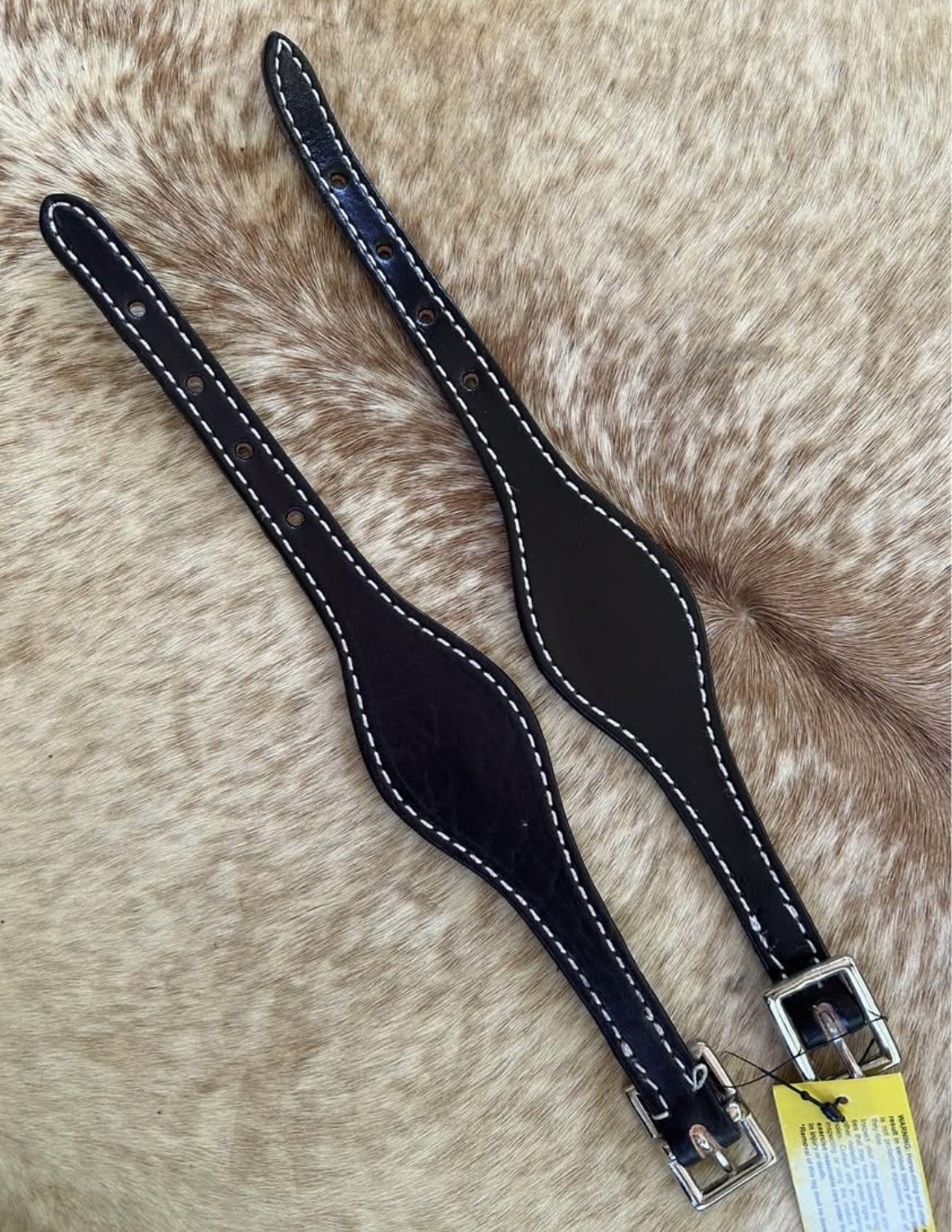 Pair Black Top Grain Leather Western Saddle Stirrup Hobbles Horse Tack FREE Ship