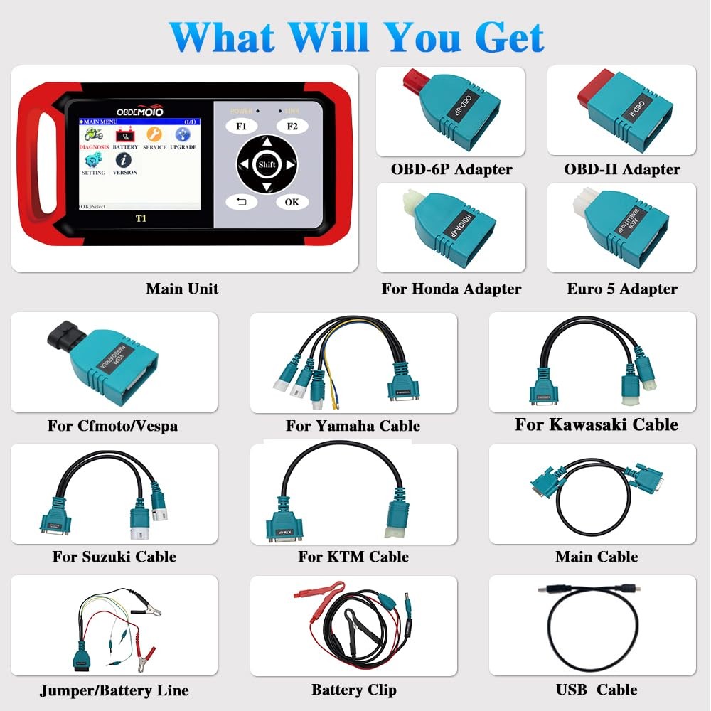 Motorcycle OBD Code Reader ABS ECU Scan Service Reset for Honda, Suzuki, CFMOTO