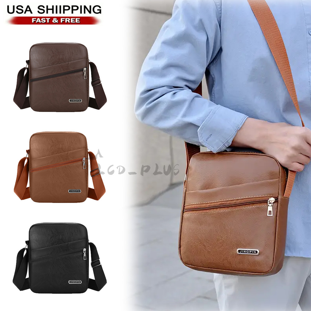 Men‘s Leather Shoulder Bag Handbag Crossbody Bag Sling Briefcase Messenger Bag