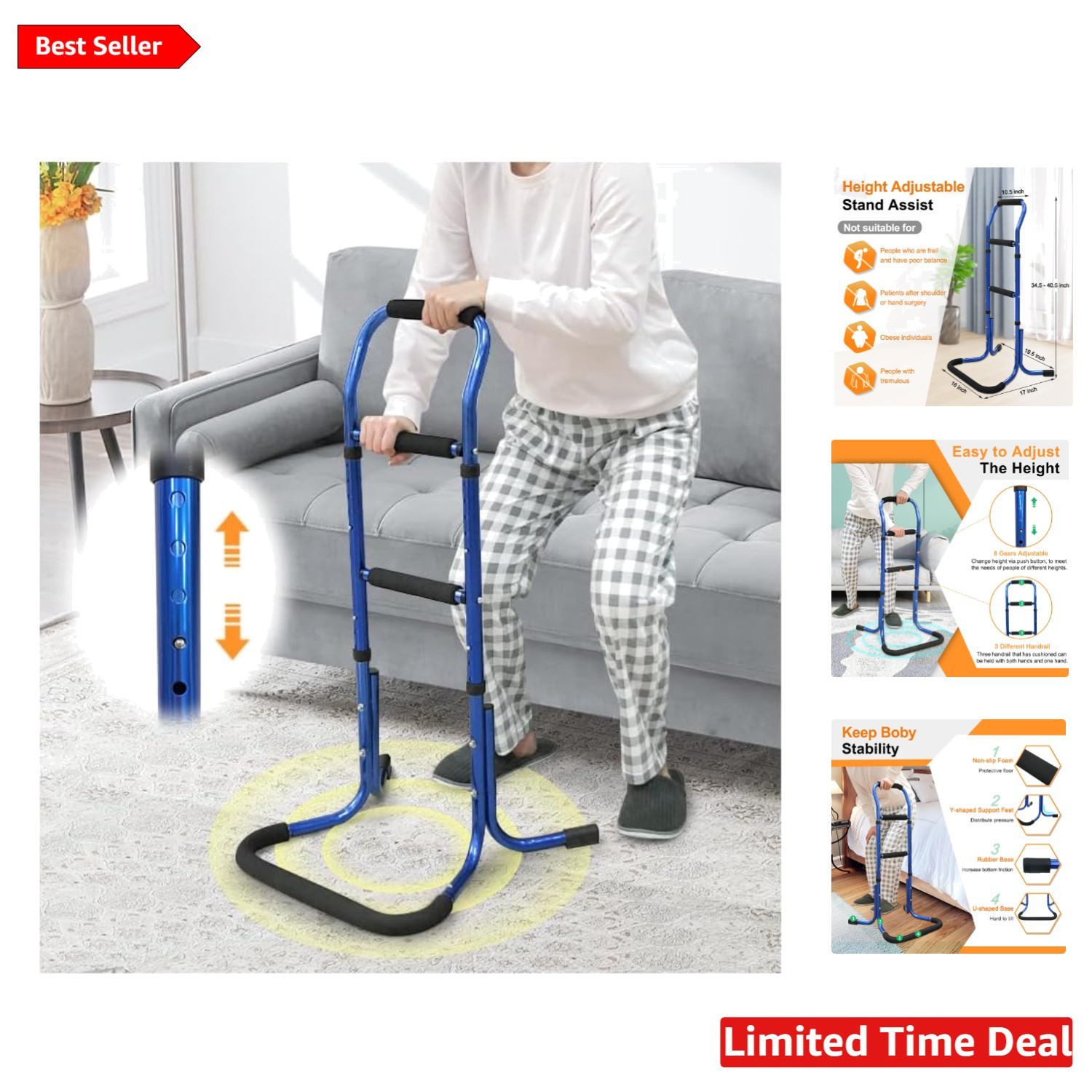 Chair Stand Assist for Elderly - Adjustable Bed Cane & Mobility Aid