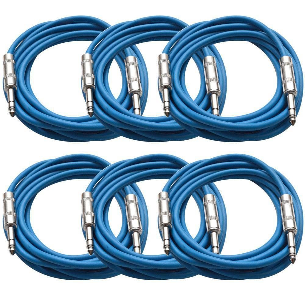 6 Pack Blue 10 Foot TRS Patch Cables SATRX-10