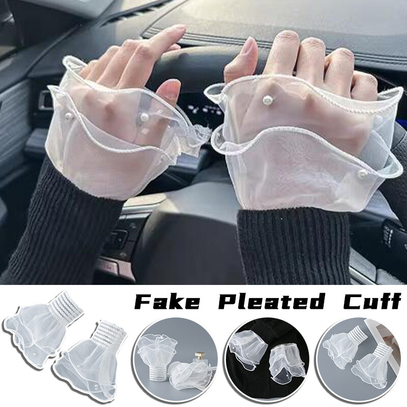 1Pair Fashion Detachable Fake Sleeves Sweater Decorative Pearl Sleeves