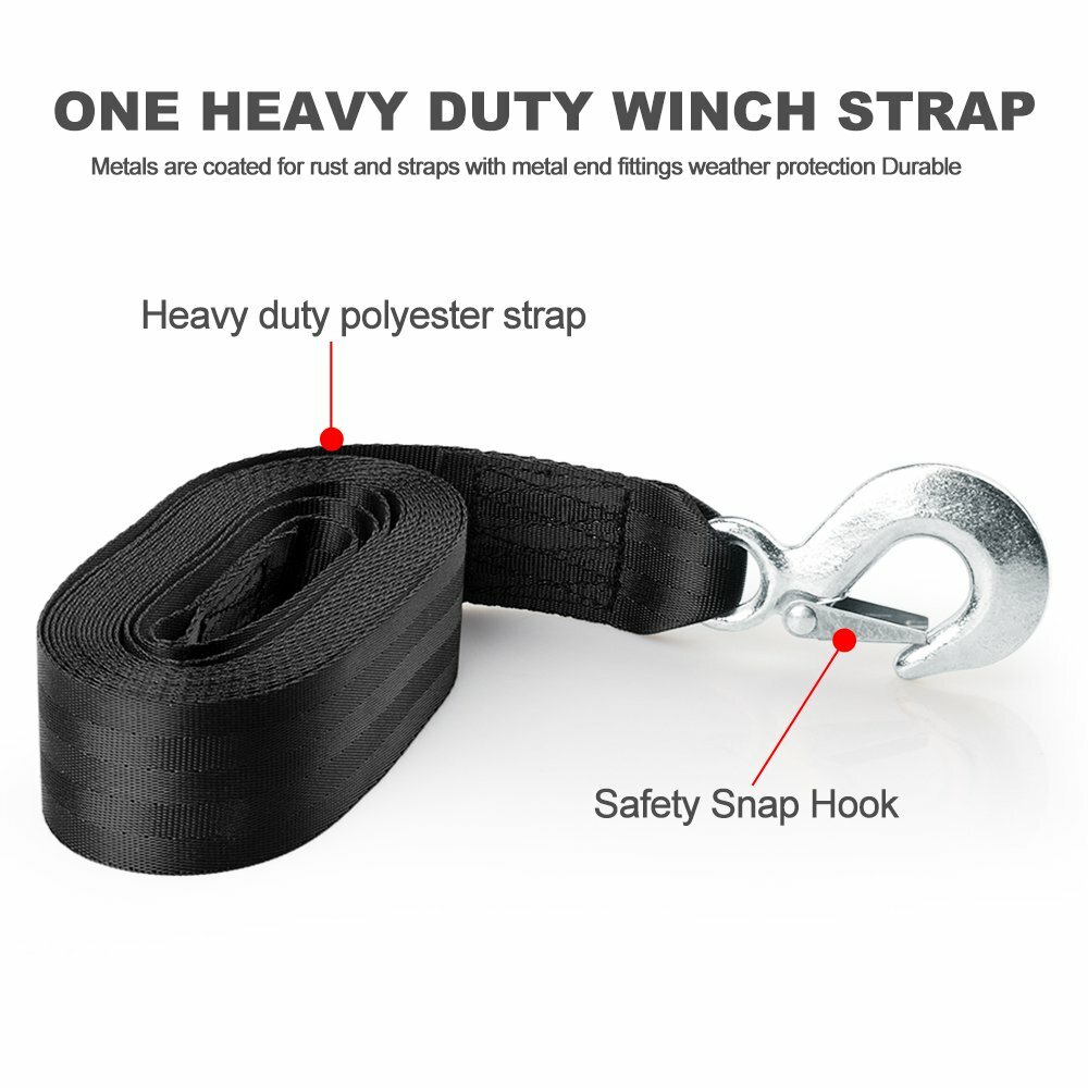 Heavy Duty 2" x20' Recovery Tow Winch Strap Car Boat Trailer 10,000Lb Max Towing