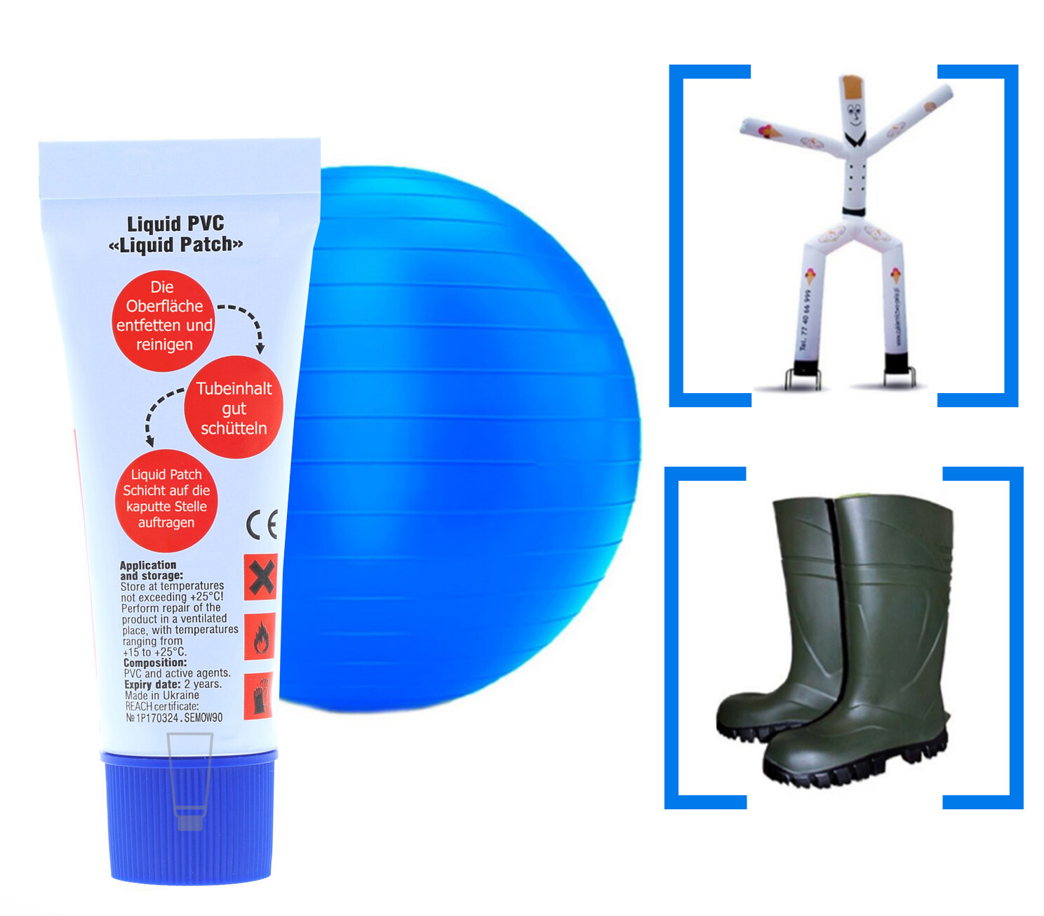 Flüssiges PVC Flicken Reparatur Set Liquid Patch Schlauchboot Kleber Violett