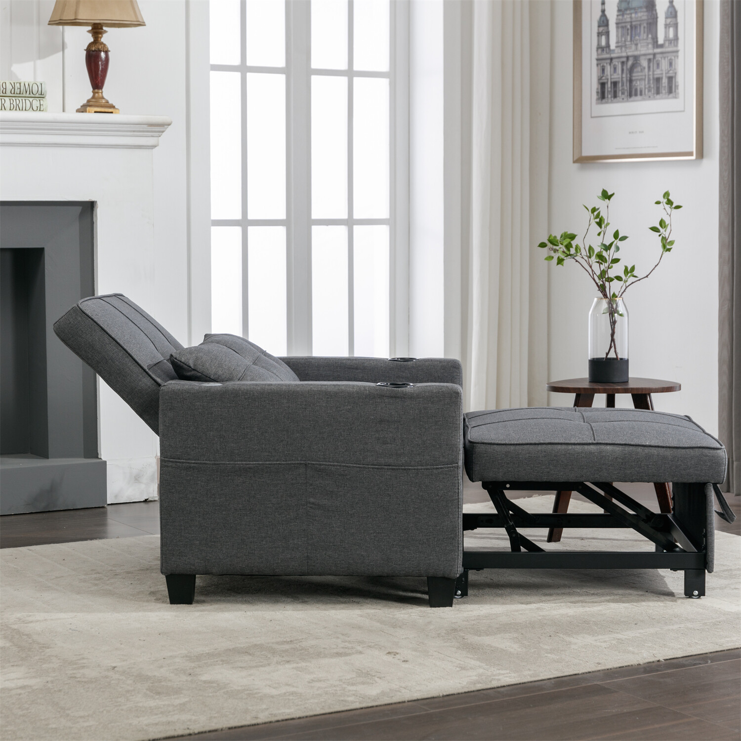 Convertible Sleeper Sofa Bed 3 in 1 Multi-Function Folding Sofa Bed w/ USB Ports