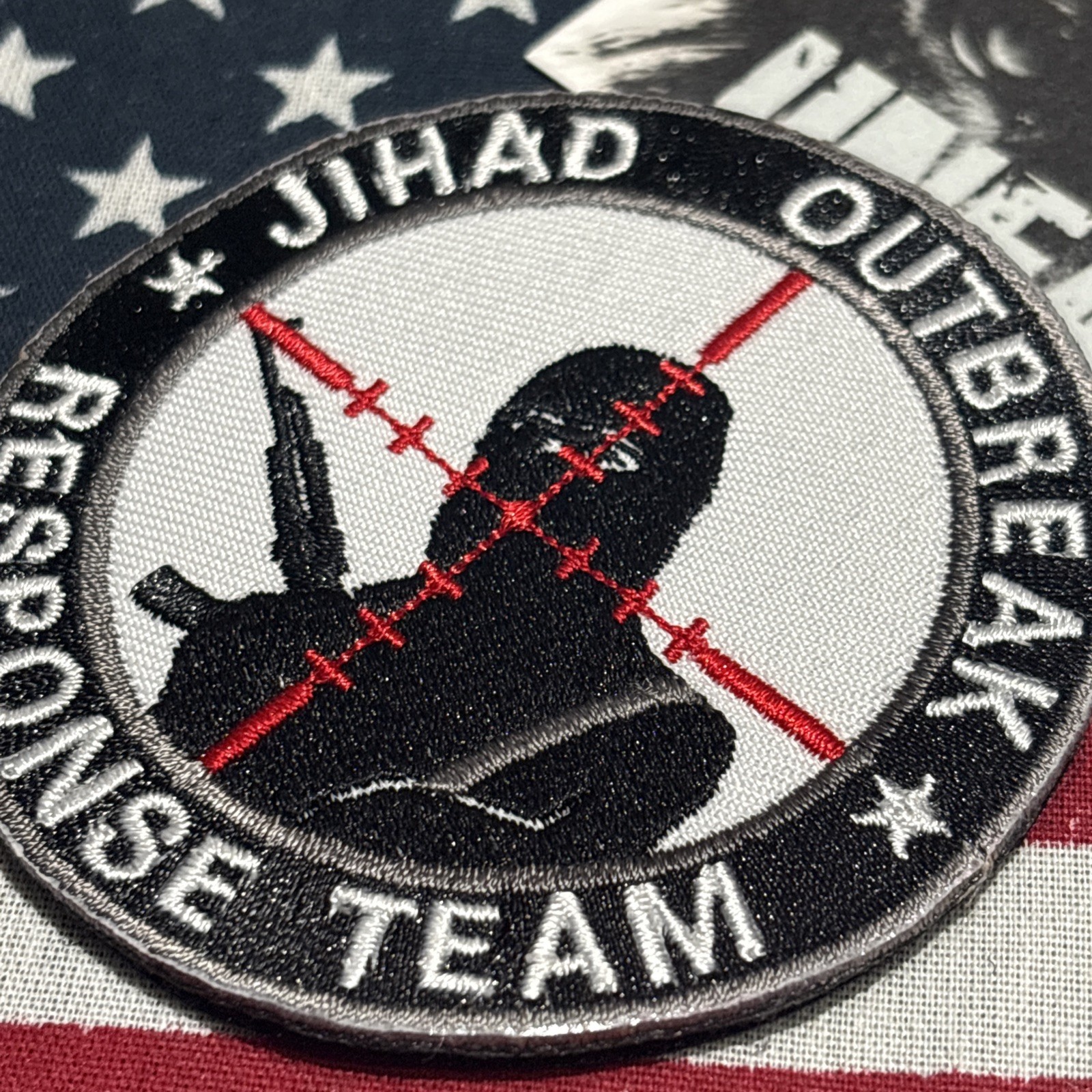 Reponse Team White & Black 3” Hook & loop High Quality Embroidery