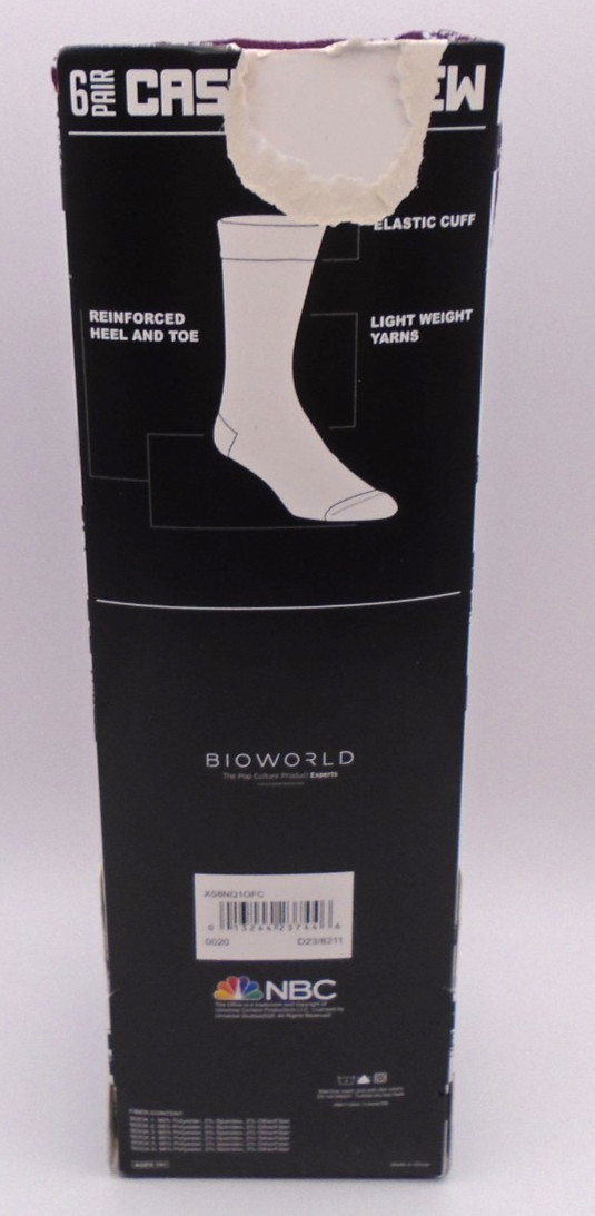 NEW MEN'S "THE OFFICE TV SERIES SHOW 6 PAIR CASUAL CREW SOCKS" DEFECTS READ!