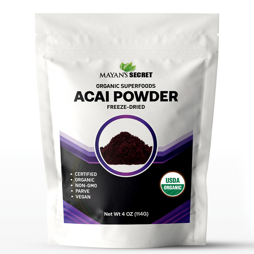USDA Certified Organic ACAI Powder Freeze Dried 4oz Resealable Bag(Freeze-Dried)
