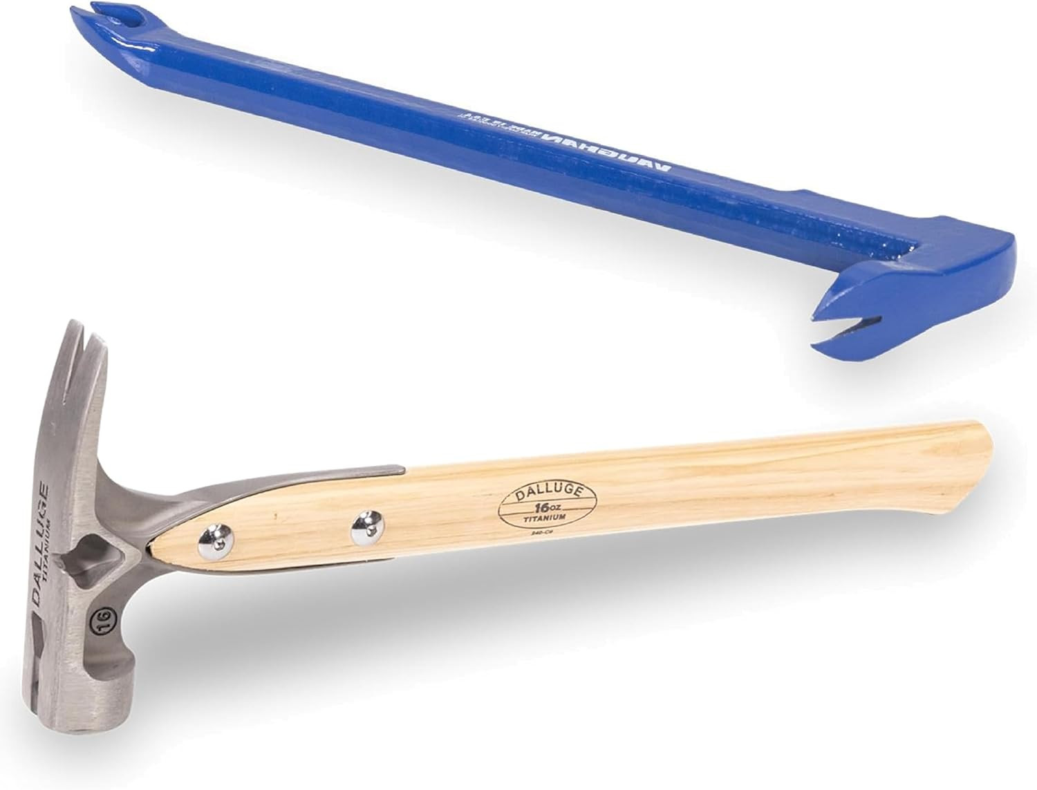 DALLUGE Titanium Hammer & Bear Claw Nail Puller Set - 16 Oz & 10 Inch