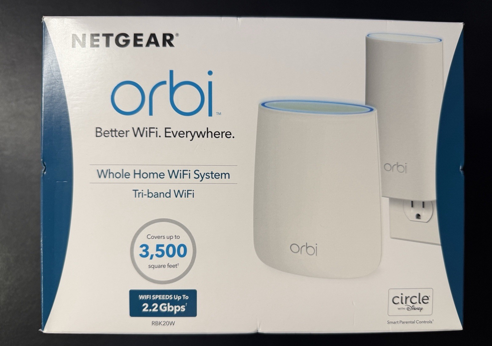 NETGEAR Orbi Home WiFi Tri-Band Covers Up To 3500 Sq. Ft. RBK20W