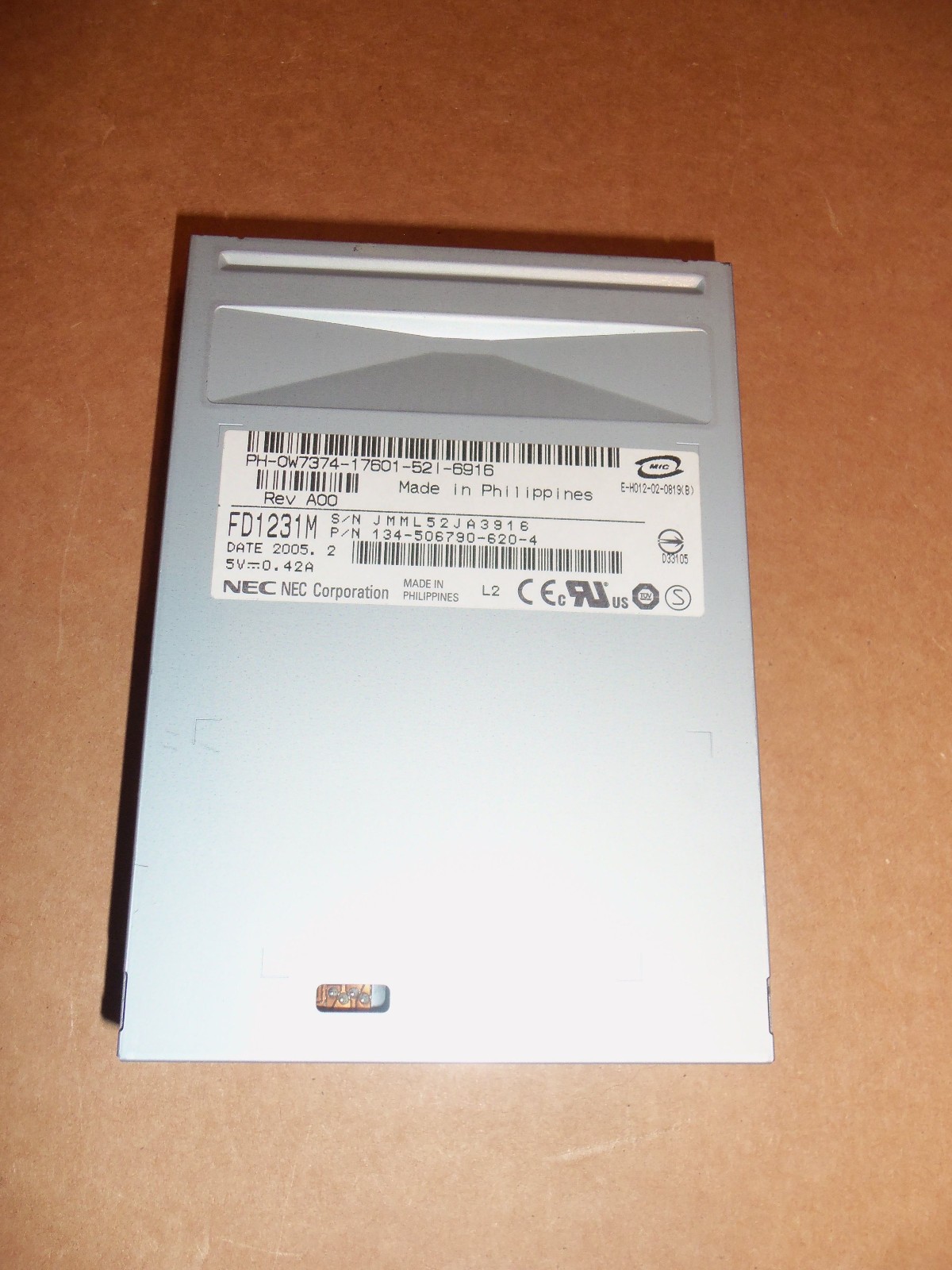 NEC Floppy Drive FD1235M Internal 3.5” 1.44MB TESTED Black w/o Bezel