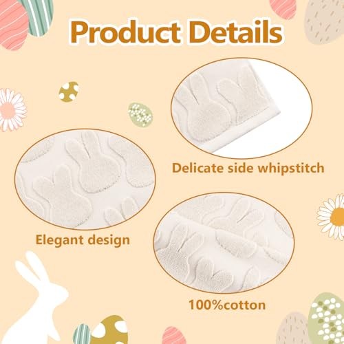 Quera 2 Pack Easter Hand Towels Beige Rabbit Bunny Spring Bathroom Easter 1